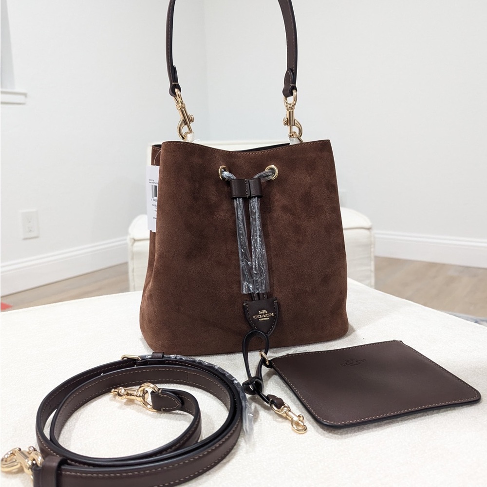 NWT - Coach Suede Rowan Bucket Bag - CCC78 - Vintage Brown